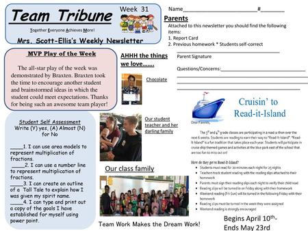 Mrs. Scott-Ellis’s Weekly Newsletter