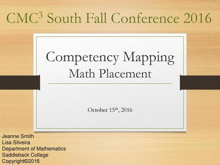 Competency Mapping Math Placement