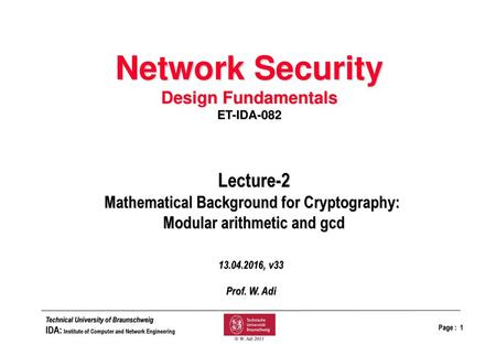 Mathematical Background for Cryptography: Modular arithmetic and gcd