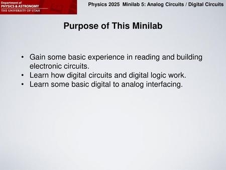 Purpose of This Minilab