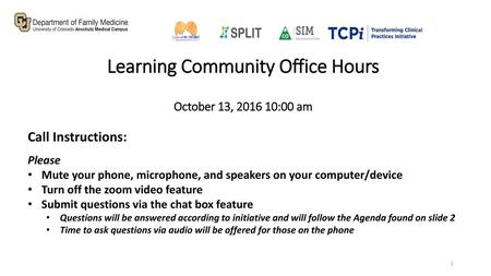 Learning Community Office Hours October 13, :00 am