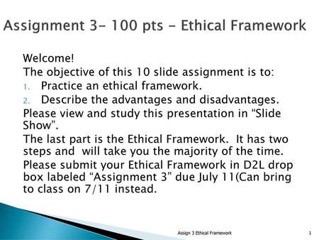 Assignment pts - Ethical Framework