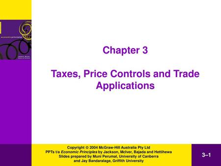 Chapter 3 Taxes, Price Controls and Trade Applications