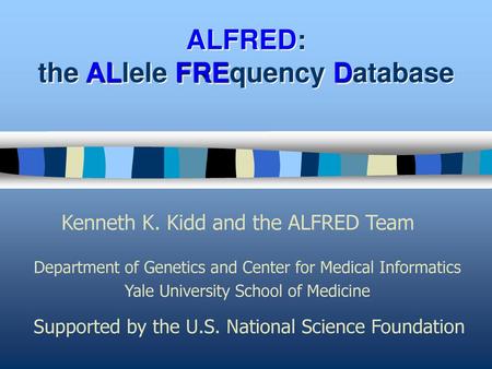 ALFRED: the ALlele FREquency Database