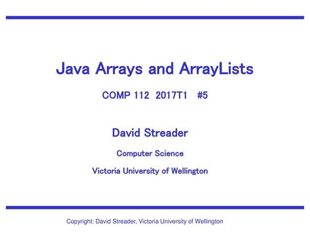 Java Arrays and ArrayLists COMP T1 #5