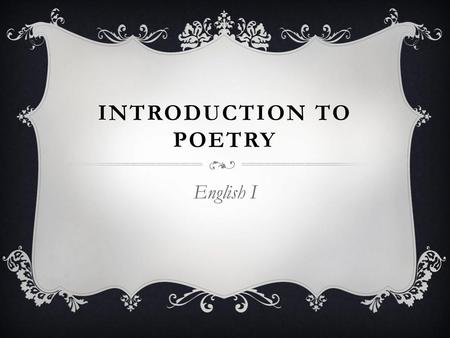 Introduction to Poetry