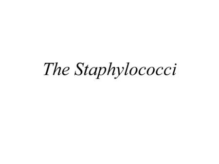 The Staphylococci.