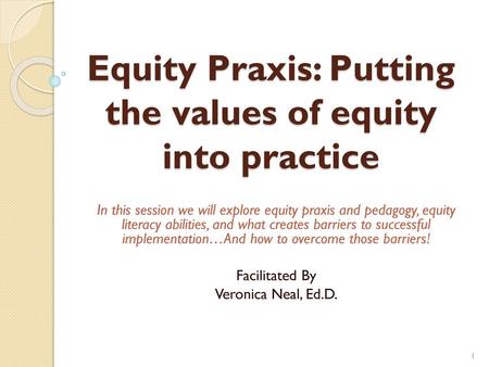 Equity Praxis: Putting the values of equity into practice