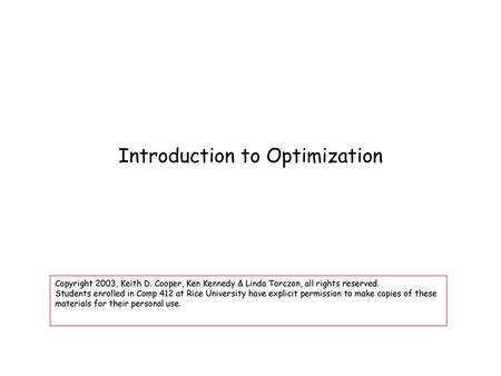 Introduction to Optimization