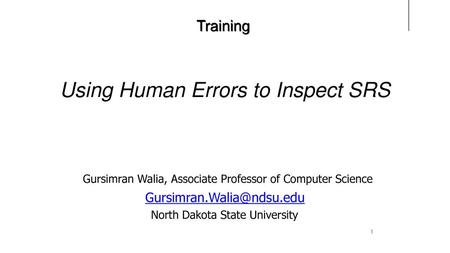 Using Human Errors to Inspect SRS