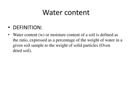 Water content DEFINITION: