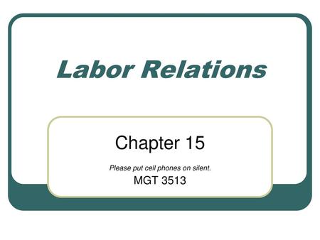 Chapter 15 Please put cell phones on silent. MGT 3513