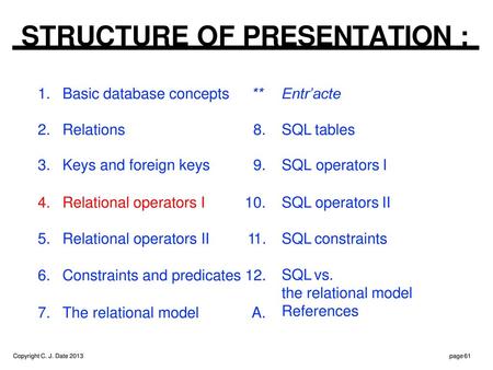 STRUCTURE OF PRESENTATION :