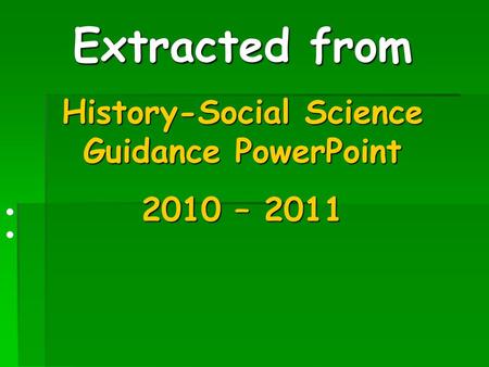 History-Social Science Guidance PowerPoint