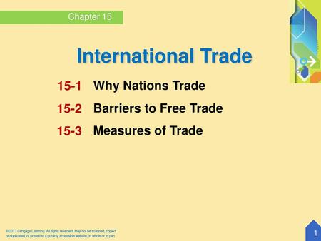 International Trade 15-1 Why Nations Trade 15-2 Barriers to Free Trade