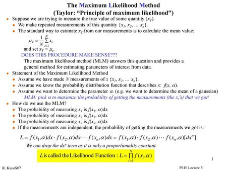 The Maximum Likelihood Method