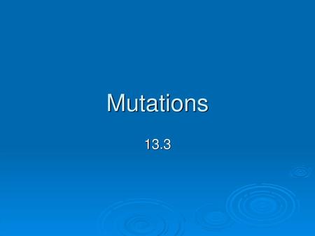 Mutations 13.3.