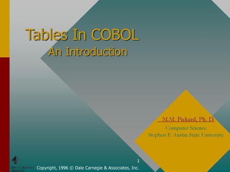 Tables In COBOL An Introduction