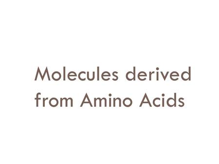 Molecules derived from Amino Acids