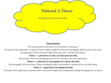 National 5 Dance Mrs McQueen/ Mrs Murchie 2016/2017