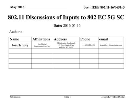 Discussions of Inputs to 802 EC 5G SC