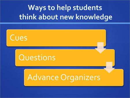 Ways to help students think about new knowledge