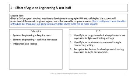 5 – Effect of Agile on Engineering & Test Staff