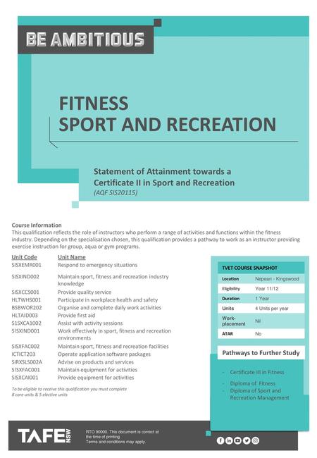 Fitness Sport and Recreation