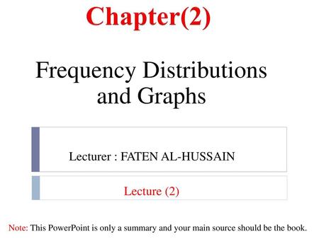 Chapter(2) Frequency Distributions and Graphs