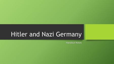 Hitler and Nazi Germany