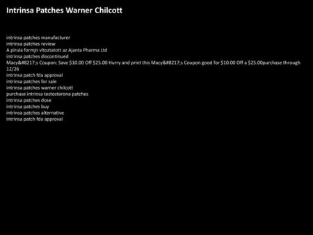 Intrinsa Patches Warner Chilcott