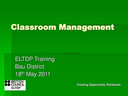 ELTDP Training Bau District 18th May 2011