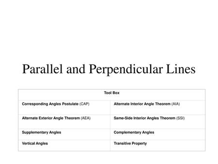 Parallel and Perpendicular Lines