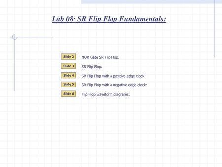 Lab 08: SR Flip Flop Fundamentals: