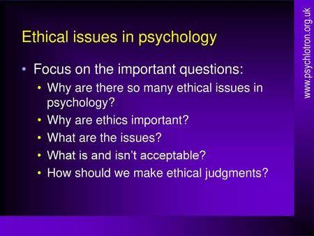 Ethical issues in psychology