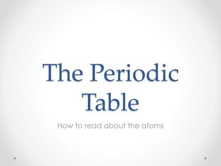 How to read about the atoms