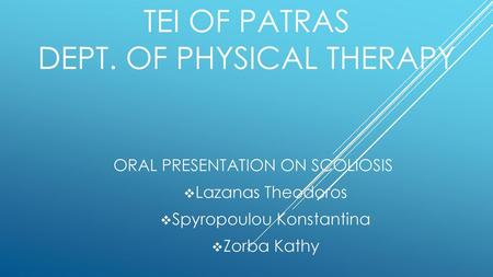 TEI OF PATRAS DEPT. OF PHYSICAL THERAPY