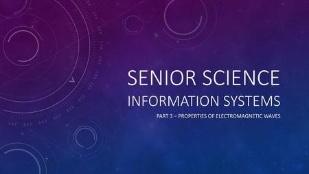 Senior Science Information systems