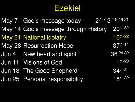 Ezekiel May 7 God's message today 2:1-7 3:4-9,16-21