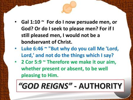 “GOD REIGNS” - AUTHORITY