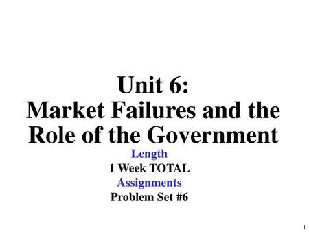 Market Failures and the Role of the Government