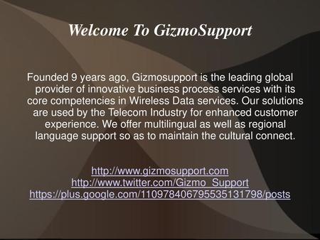 Welcome To GizmoSupport