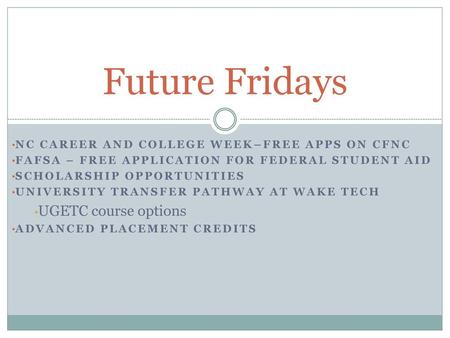 Future Fridays UGETC course options