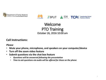 Welcome PTO Training October 26, :00 am