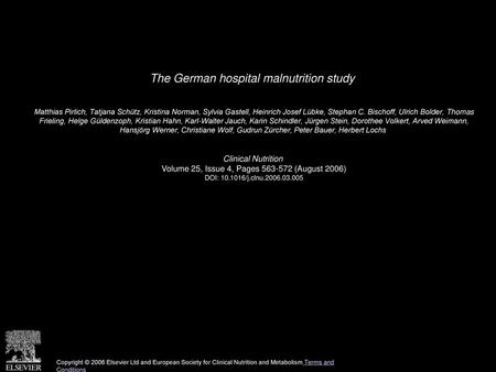 The German hospital malnutrition study