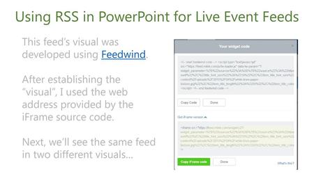 Using RSS in PowerPoint for Live Event Feeds