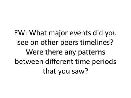 EW: What major events did you see on other peers timelines