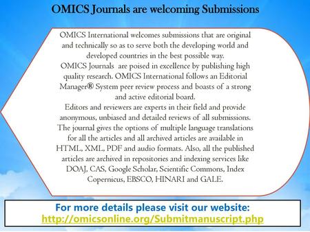 OMICS Journals are welcoming Submissions