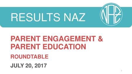 RESULTS NAZ PARENT ENGAGEMENT & PARENT EDUCATION ROUNDTABLE