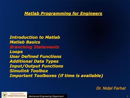 Matlab Programming for Engineers